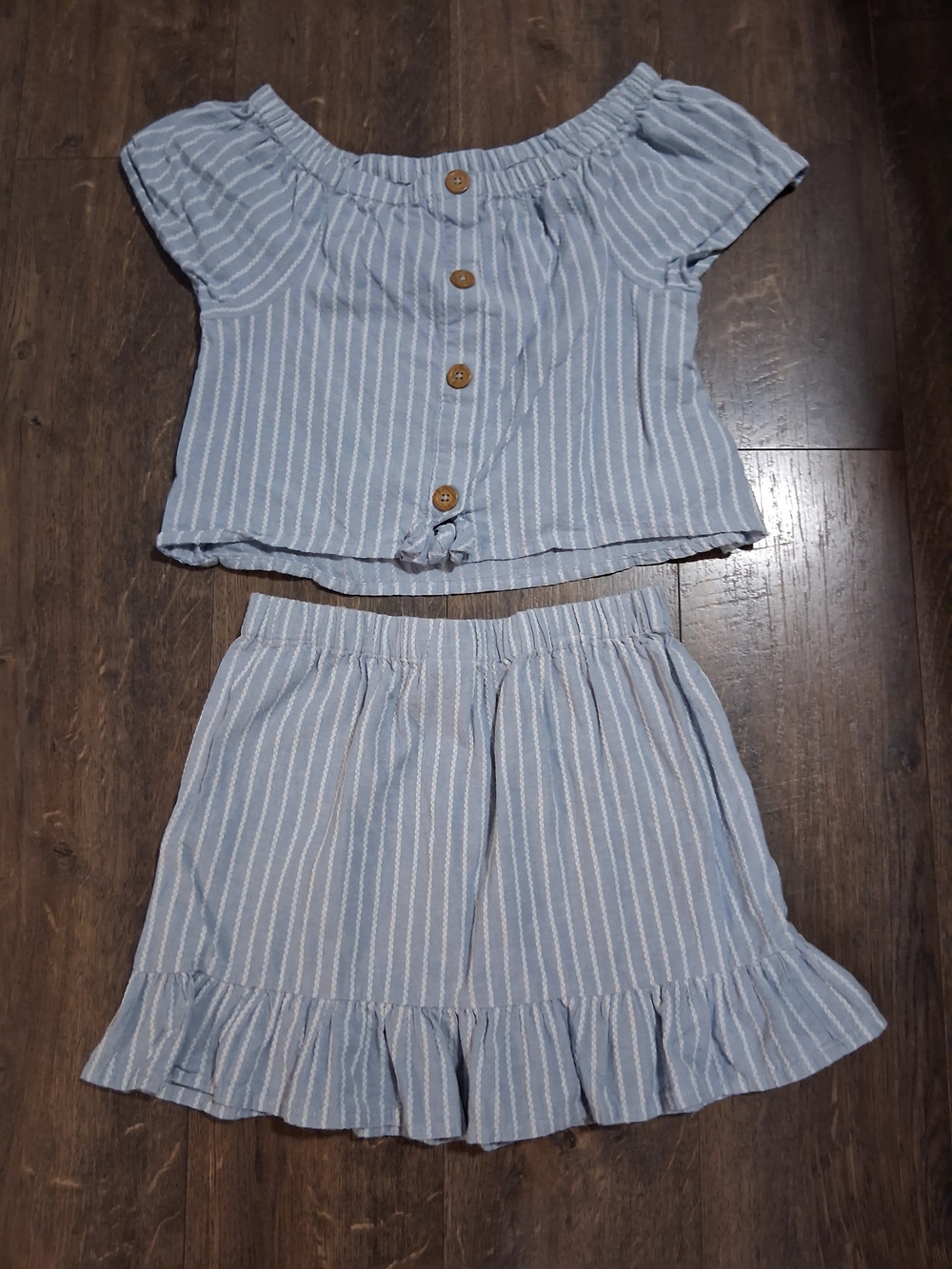 Joie Girls Blue and White Striped 2pc Matching Outfit Skirt Set Size 7/8